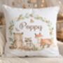 Kids Personalised Woodland Animals Name Printed Cushion, thumbnail 1 of 2