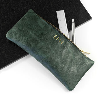 Monogrammed Luxury Leather Pencil Case, 9 of 12