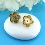 Radiating Clover Stud Earrings, thumbnail 3 of 4