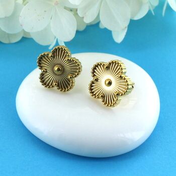 Radiating Clover Stud Earrings, 3 of 4