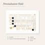 Gold Foiled 50th Anniversary Details Print, thumbnail 4 of 4