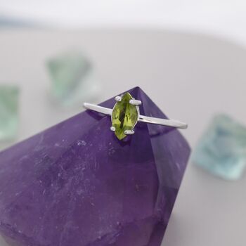 Genuine Green Peridot Crystal Ring In Sterling Silver, 7 of 12