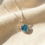 Mini Heart Silver Aquamarine March Birthstone Necklace, thumbnail 1 of 3