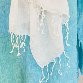 White Summer Fringed Scarf, 2 of 3