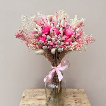 Pink And White Bridesmaid Dried Flower Bouquet, 5 of 9