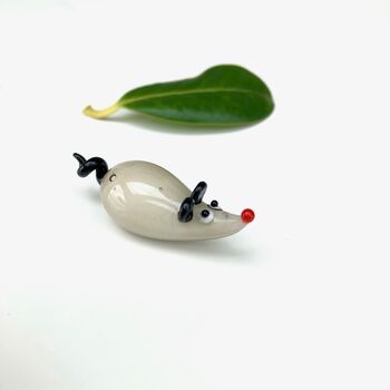 Handblown Glass Grey Mouse, 2 of 8