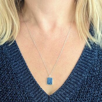 The Rectangle Lapis Lazuli Necklace, Silver, 4 of 8