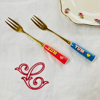 A Pair Of Fun, Coloured Cake Forks, 7 of 9