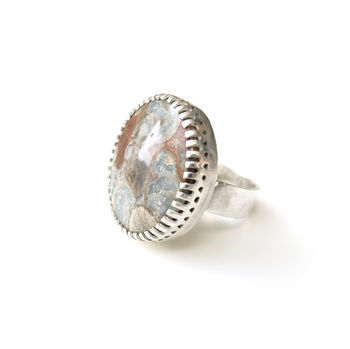 Rare Mushroom Jasper Gemstone Ring Set In Silver, 3 of 4