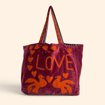 Love Velvet Embroidered Tote Bag | Various Colours Available, 7 of 12
