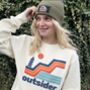 Outsider Retro Print Unisex Sweatshirt, thumbnail 1 of 7