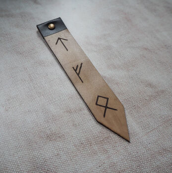 Personalised Leather Rune Bookmark, 2 of 9