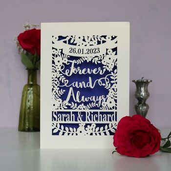 Personalised Papercut 'Forever And Always' Wedding Card, 9 of 12