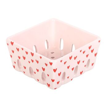 Pink Heart Print Ceramic Berry Basket, 2 of 2