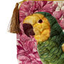 Large Quilted Velvet Make Up Bag Green Parrot, thumbnail 4 of 6