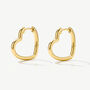 Women's Small Heart Hoop Earrings In Gold, Minimalist Jewellery, thumbnail 2 of 3