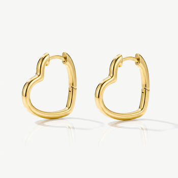 Women's Small Heart Hoop Earrings In Gold, Minimalist Jewellery, 2 of 3