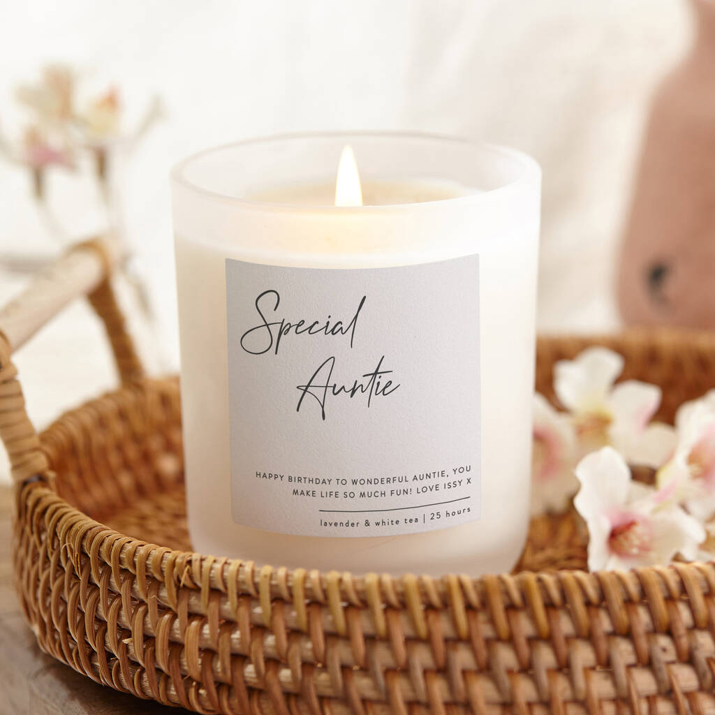 Gift For Auntie Muted Script Candle, 1 of 10