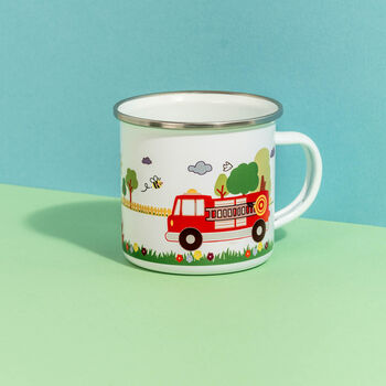 Personalised Children's Fire Truck Themed Enamel Mug, 4 of 12