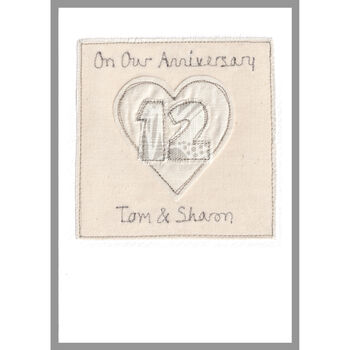 Personalised 12th Silk Wedding Anniversary Card, 8 of 8