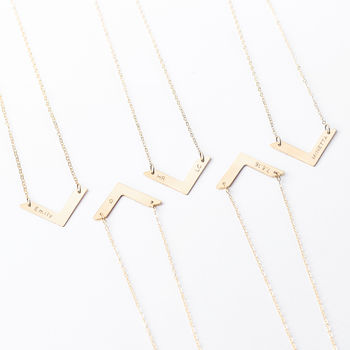 Personalised Diamond And Chevron Necklace Set, 4 of 5