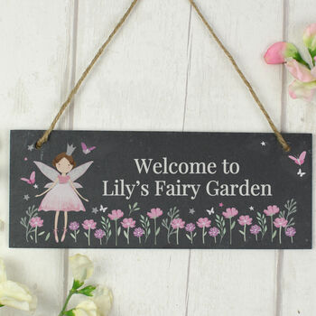 Personalised Fairy Princess Garden Slate Sign, 2 of 3
