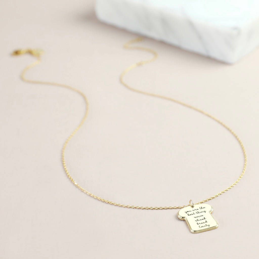 Personalised Gold Bread Pendant Necklace By Lisa Angel