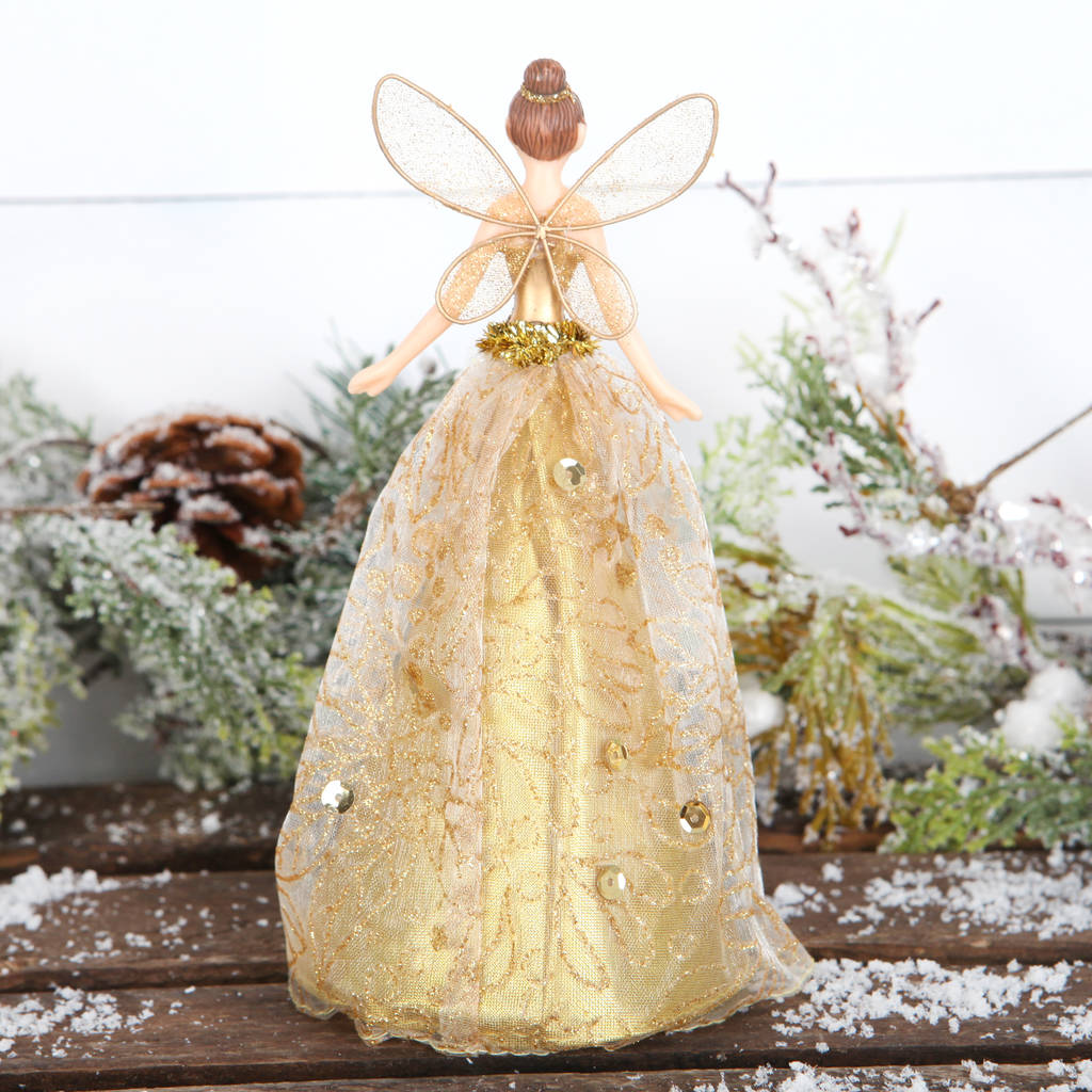 Angel Fairy Christmas Tree Topper, Red Or Gold By red berry apple