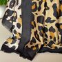 Leopard Print Black Border Scarf In Black And Brown, thumbnail 3 of 4