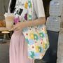 Extra Large Floral Daisy Tote Bag, Rose Canvas Shoulder Bag, thumbnail 6 of 11