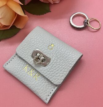 Personalised Leather Wedding Ring Pouch, 2 of 6