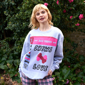 Chews Love Women's Dog Slogan Sweatshirt, 3 of 5