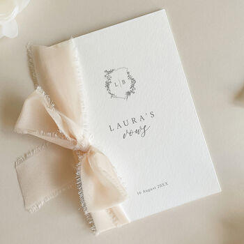 Luxury 'Her Vows' Wedding Vows Card, Botanic Crest, Personalised, 3 of 11