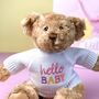 Keeleco Recycled Dougie Gift Bear 'Hello Baby' Pink, thumbnail 2 of 4