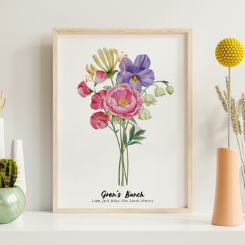 Personalised Birth Flower Grandma's Bunch Print, 3 of 9