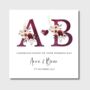 Wedding Card Personalised Burgundy Floral Initials, thumbnail 2 of 2