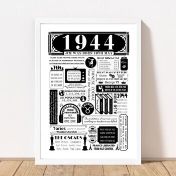 1944 Personalised 80th Birthday Fact Poster, 4 of 9