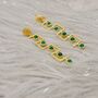 Green Onyx Gold Earrings, thumbnail 2 of 3