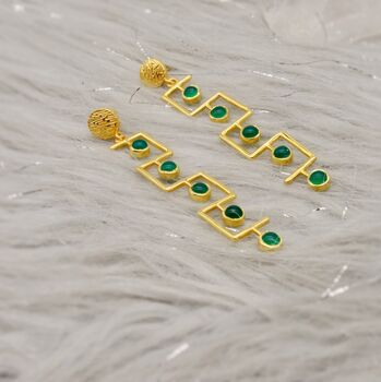 Green Onyx Gold Earrings, 2 of 3