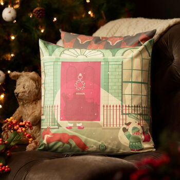 'The Snow Job' Christmas Cushion Cover Quinn The Fox, 2 of 3