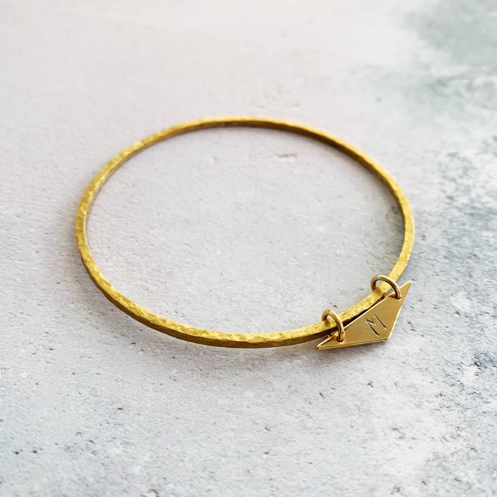 personalised hammered brass bangle by eclectic eccentricity