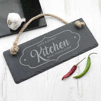 Personalised Our Kitchen Slate Hanging Sign, 5 of 5