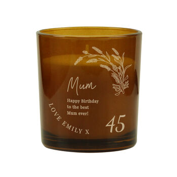 Personalised Birthday Amber Glass Candle – Vanilla Scented, 6 of 8