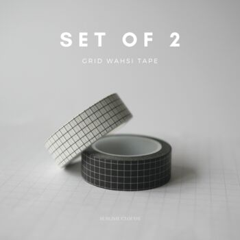 Set Of Two Black And White Grid Washi Tape, 2 of 5