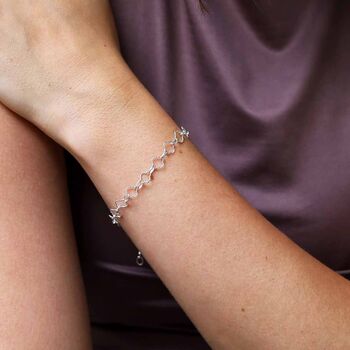 Sterling Silver Shimmer Clover Bracelet, 2 of 7