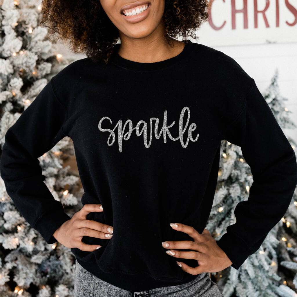 Sparkle Ladies Silver Glitter Christmas Jumper By Betty Bramble