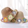 Monaco Beige Ombré Crochet Flower Straw Beach Hat, thumbnail 4 of 4