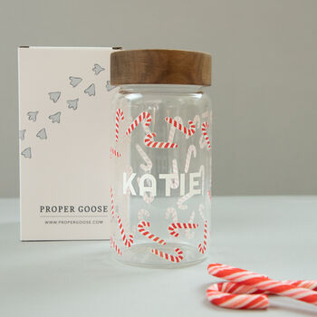 Personalised Candy Cane Glass Storage Jar, 3 of 6
