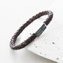 Men's Square Leather Engraved Bracelet, thumbnail 2 of 7