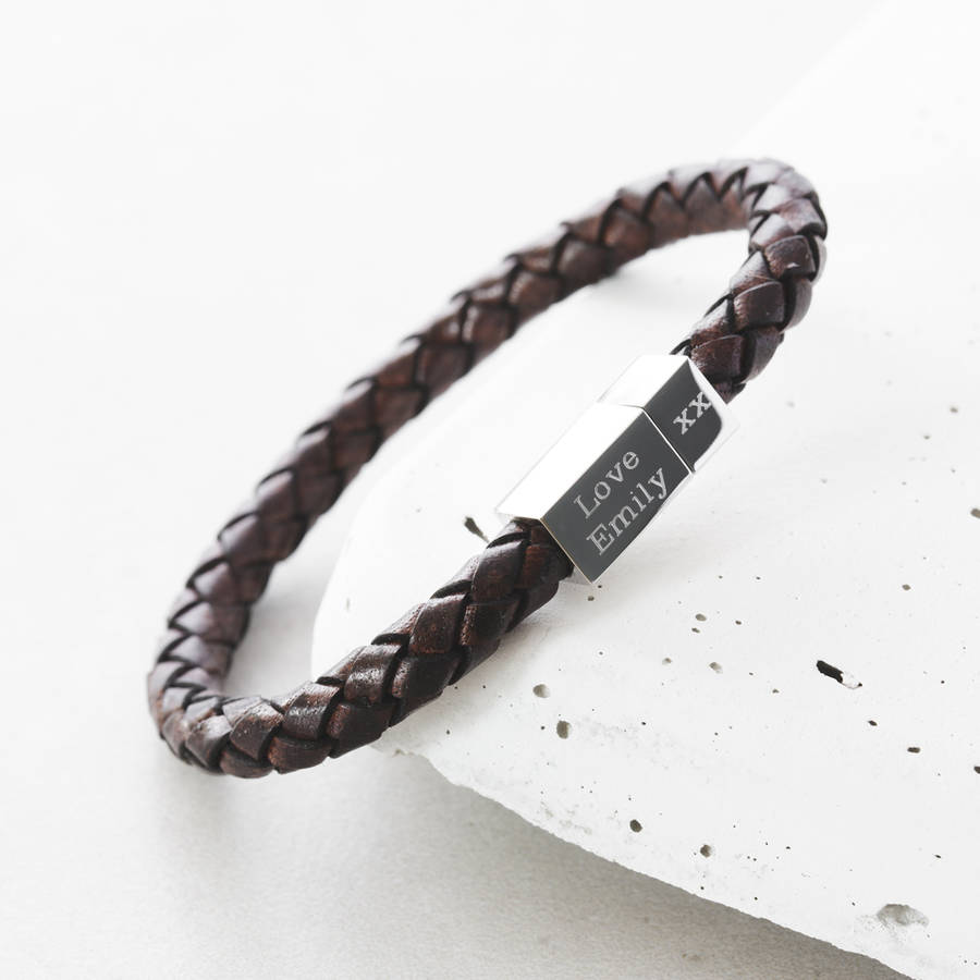 Original Men S Leather Engraved Bracelet 